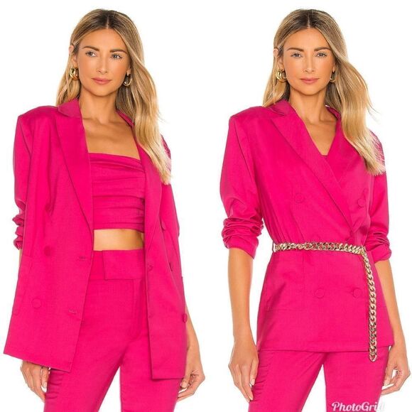 Revolve Lovers + Friends Michelli Hot Pink Double Breasted Blazer (No belt) - Picture 2 of 8